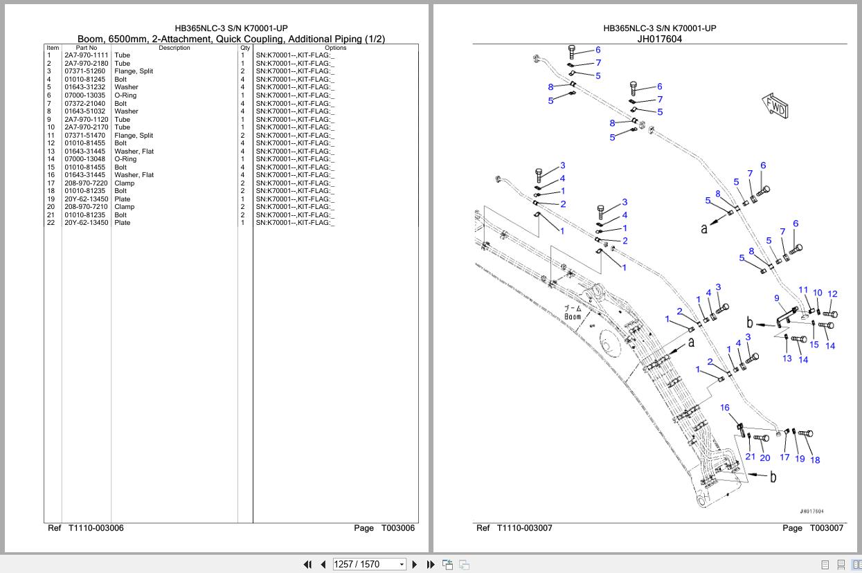 Komatsu Excavator HB365NLC 3 SN K70001 UP Parts Catalog (3)
