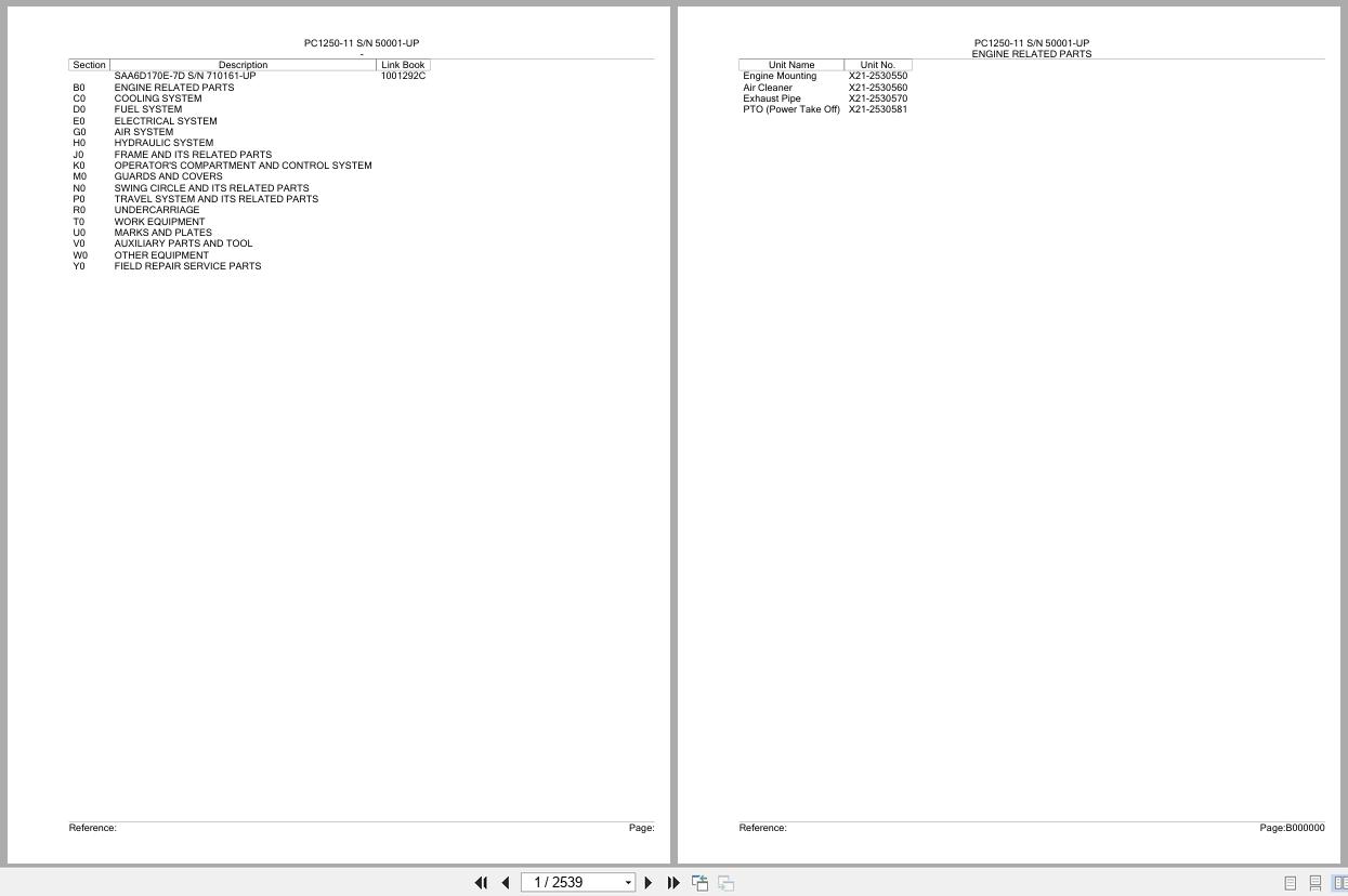 Komatsu Excavator PC1250 11 SN 50001 UP Parts Catalog (1)