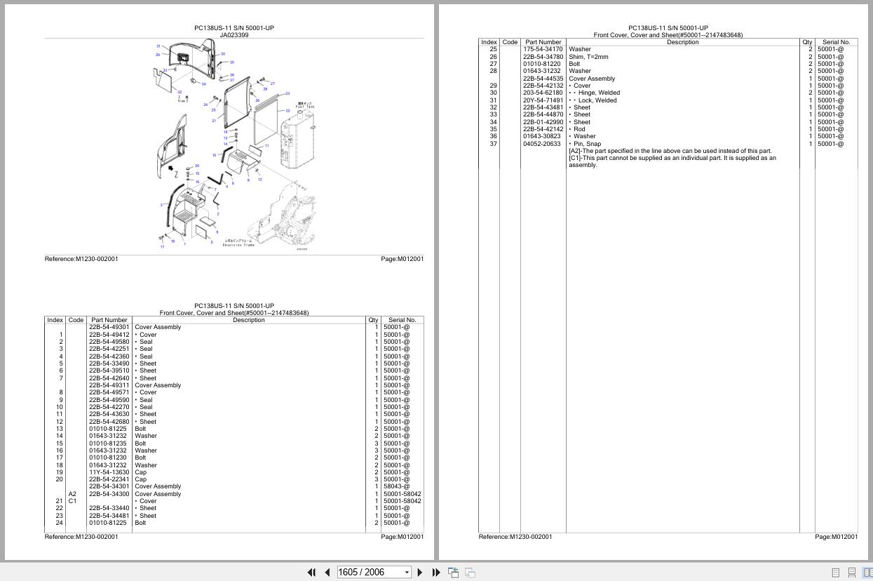 Komatsu Excavator PC138US 11 SN 50001 UP Parts Catalog (3)