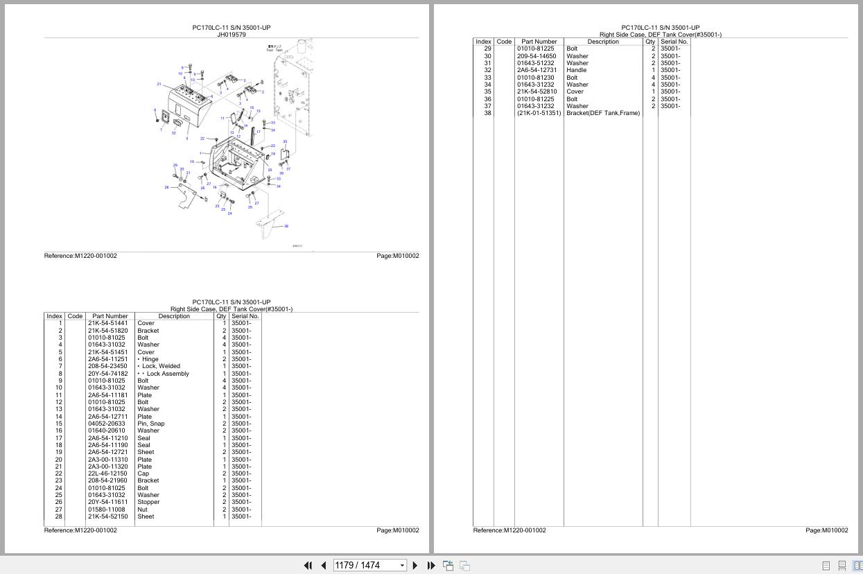 Komatsu Excavator PC170LC 11 SN 35001 UP Parts Catalog (3)