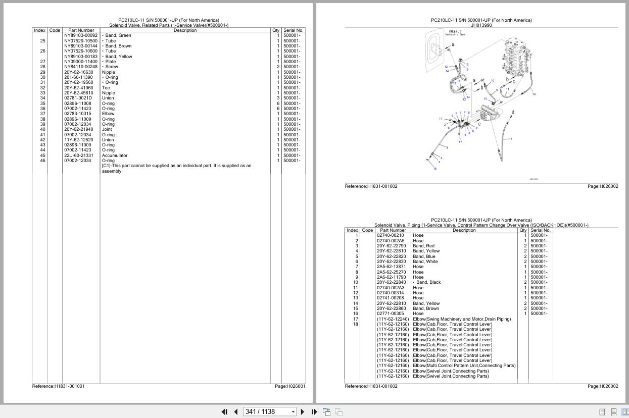 Komatsu Excavator PC210LC 11 SN 500001 UP (For North America) Parts Catalog (2)