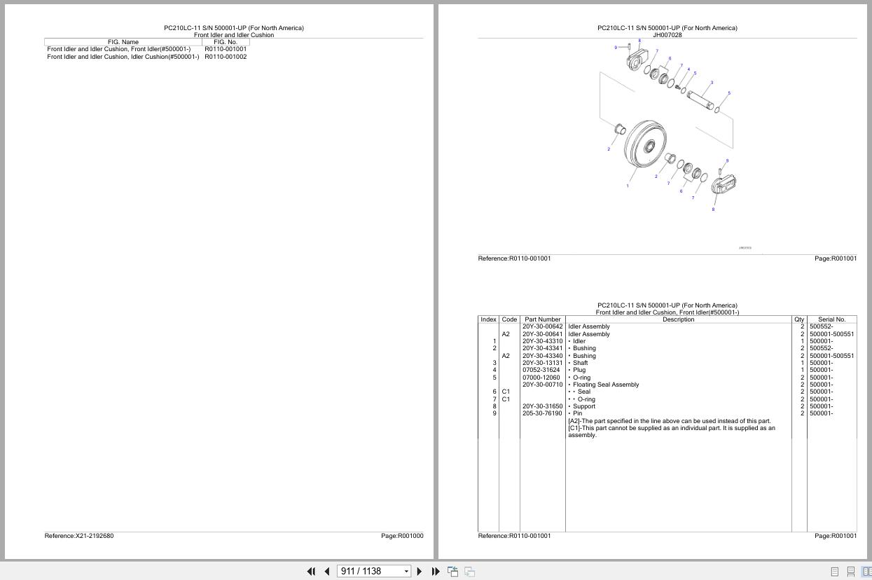 Komatsu Excavator PC210LC 11 SN 500001 UP (For North America) Parts Catalog (3)
