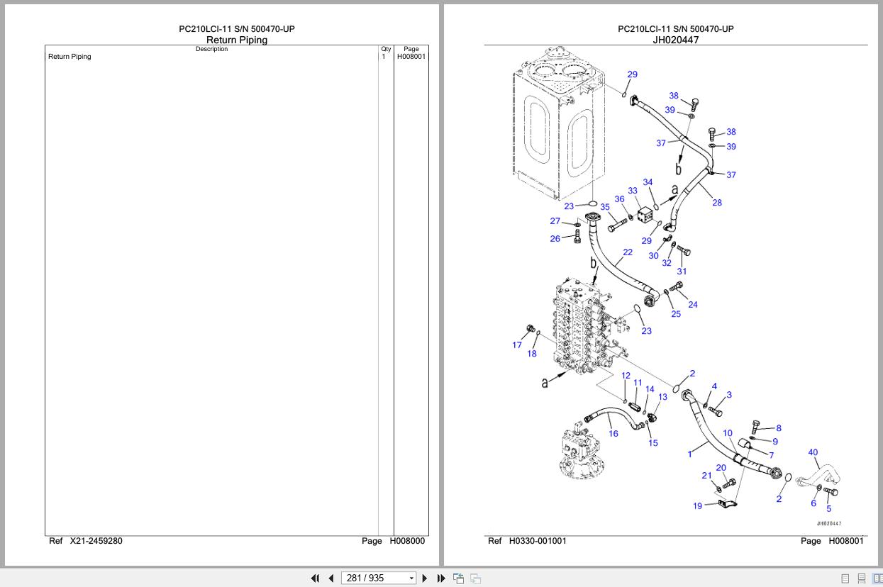 Komatsu Excavator PC210LCI 11 SN 500470 UP Parts Catalog (2)
