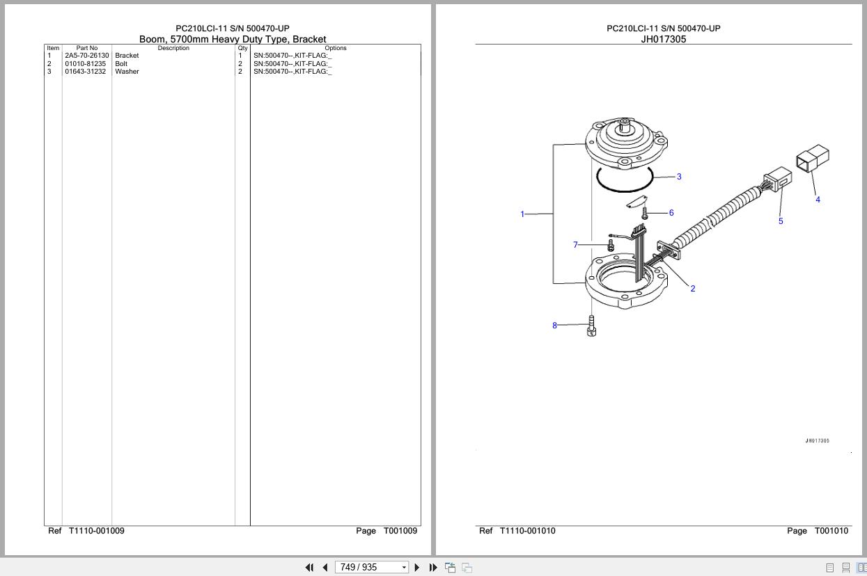 Komatsu Excavator PC210LCI 11 SN 500470 UP Parts Catalog (3)