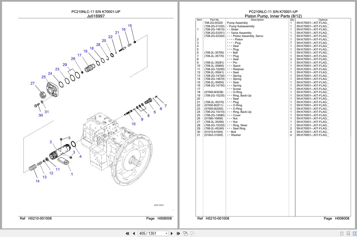 Komatsu Excavator PC210NLC 11 SN K70001 UP Parts Catalog (2)