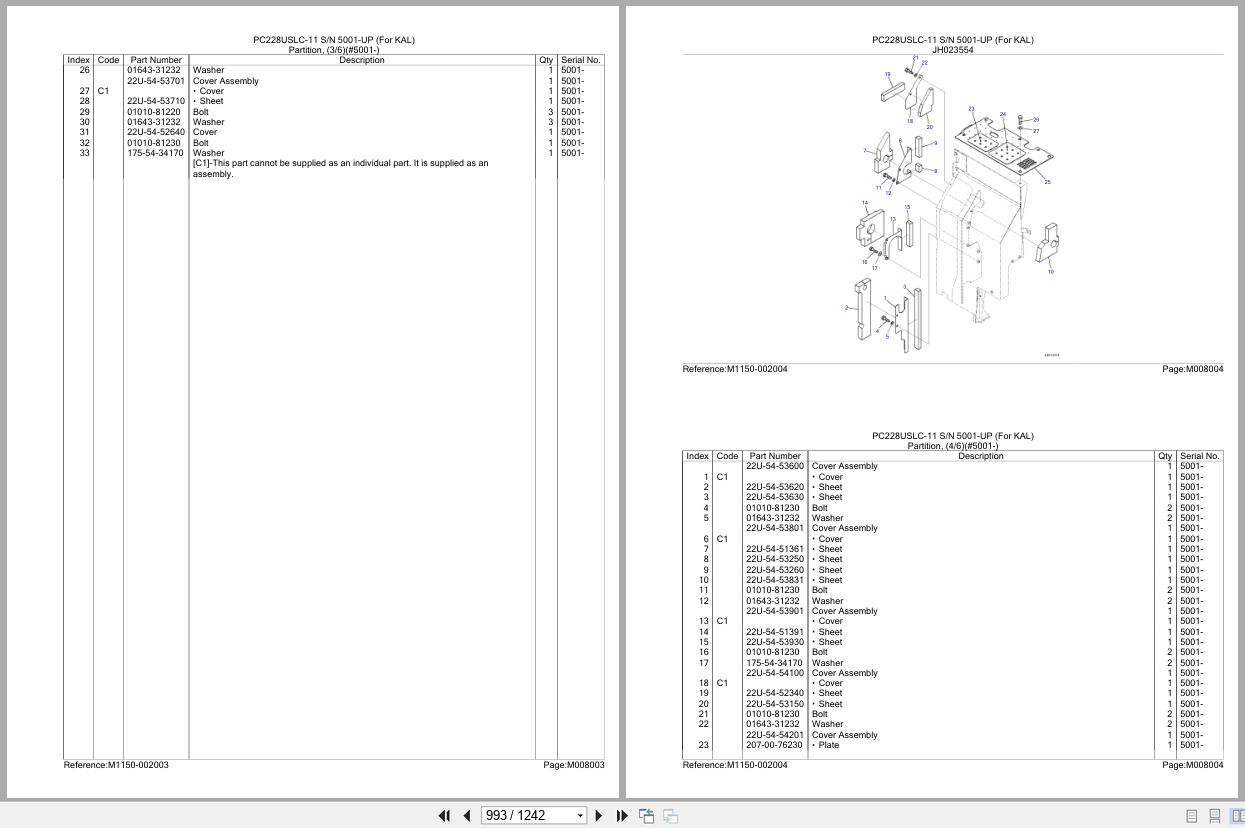 Komatsu Excavator PC228USLC 11 SN 5001 UP (For KAL) Parts Catalog (3)