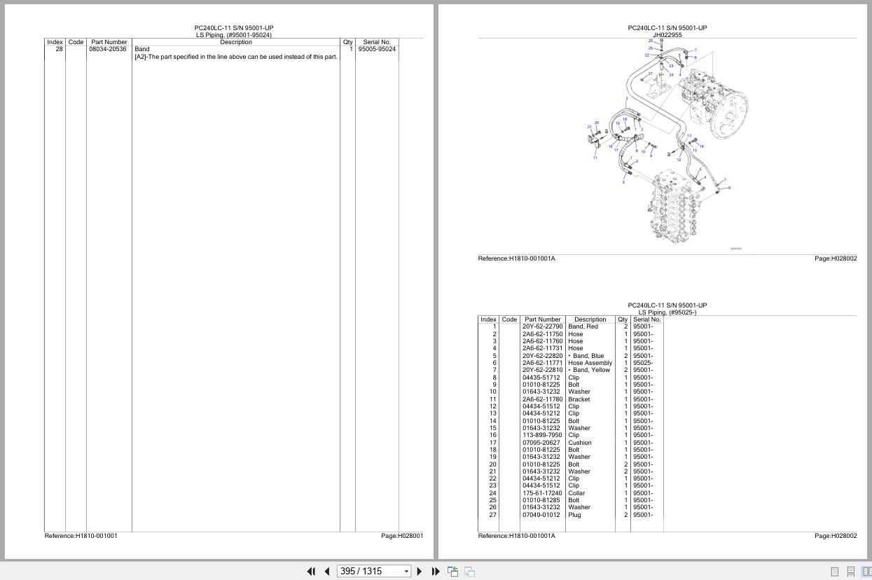 Komatsu Excavator PC240LC 11 SN 95001 UP Parts Catalog (2)