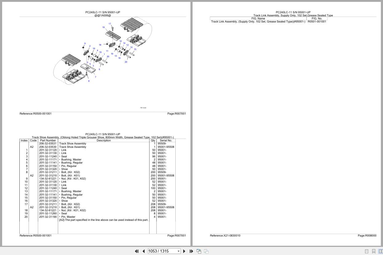 Komatsu Excavator PC240LC 11 SN 95001 UP Parts Catalog (3)