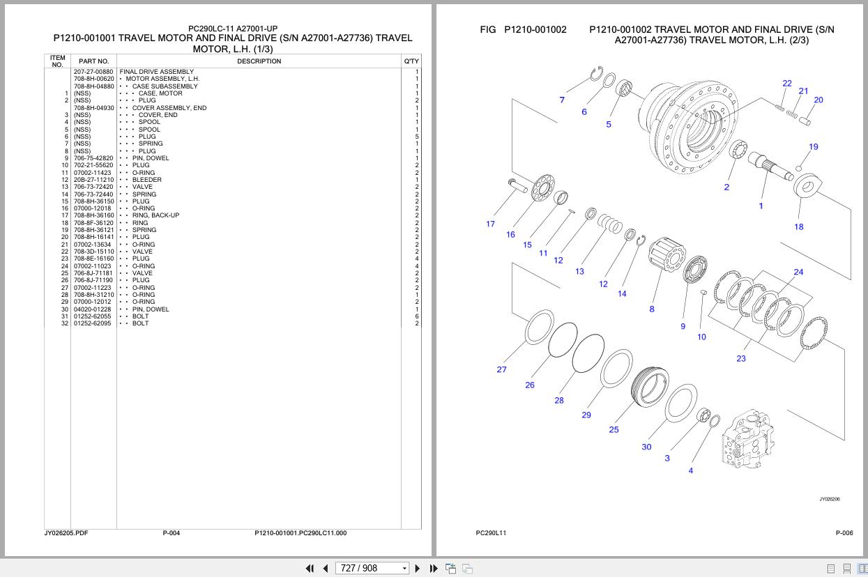 Komatsu Excavator PC290LC 11 A27001 UP Parts Catalog (3)