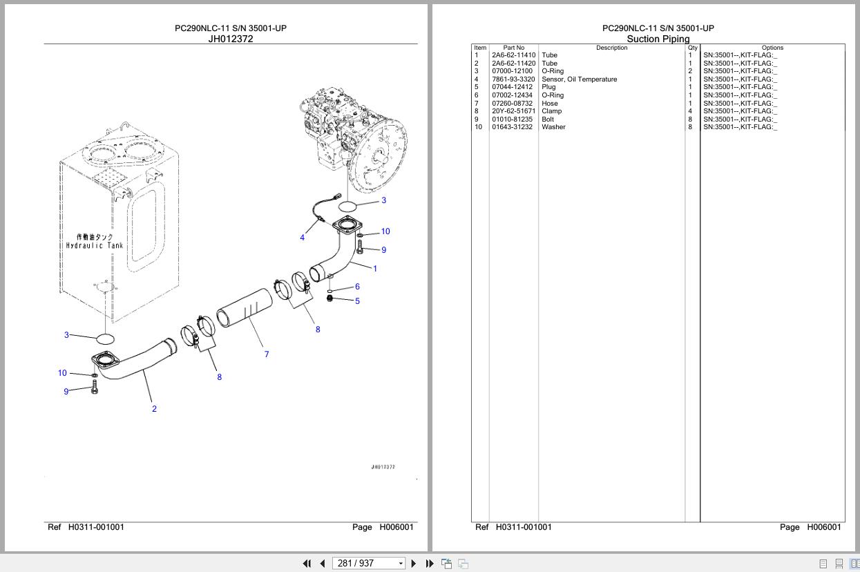 Komatsu Excavator PC290NLC 11 SN 35001 UP Parts Catalog (2)