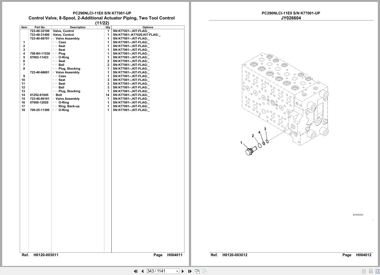Komatsu Excavator PC290NLCI 11E0 SN K77001 UP Parts Catalog (2)
