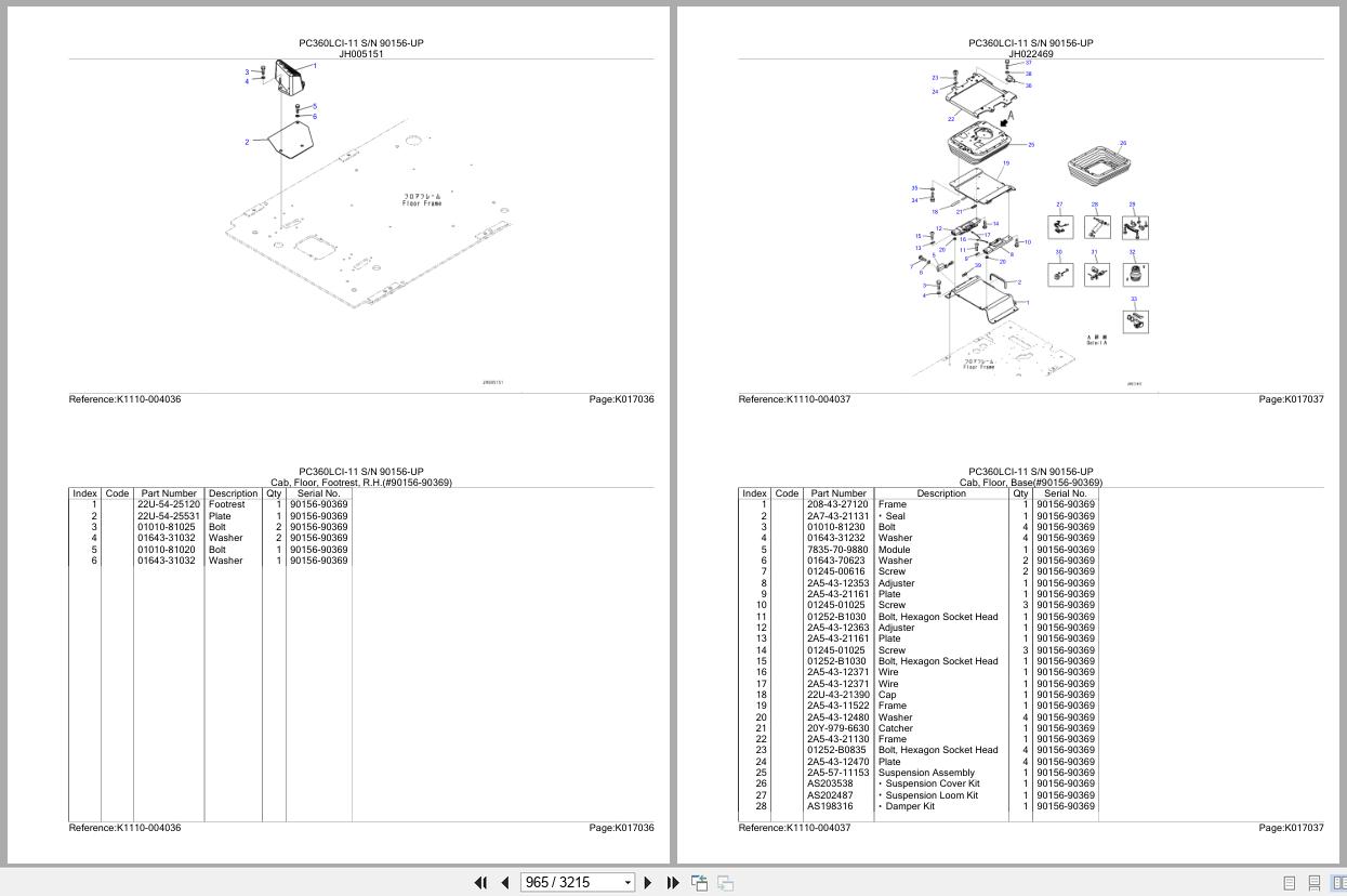 Komatsu Excavator PC360LCI 11 SN 90156 UP Parts Catalog (2)