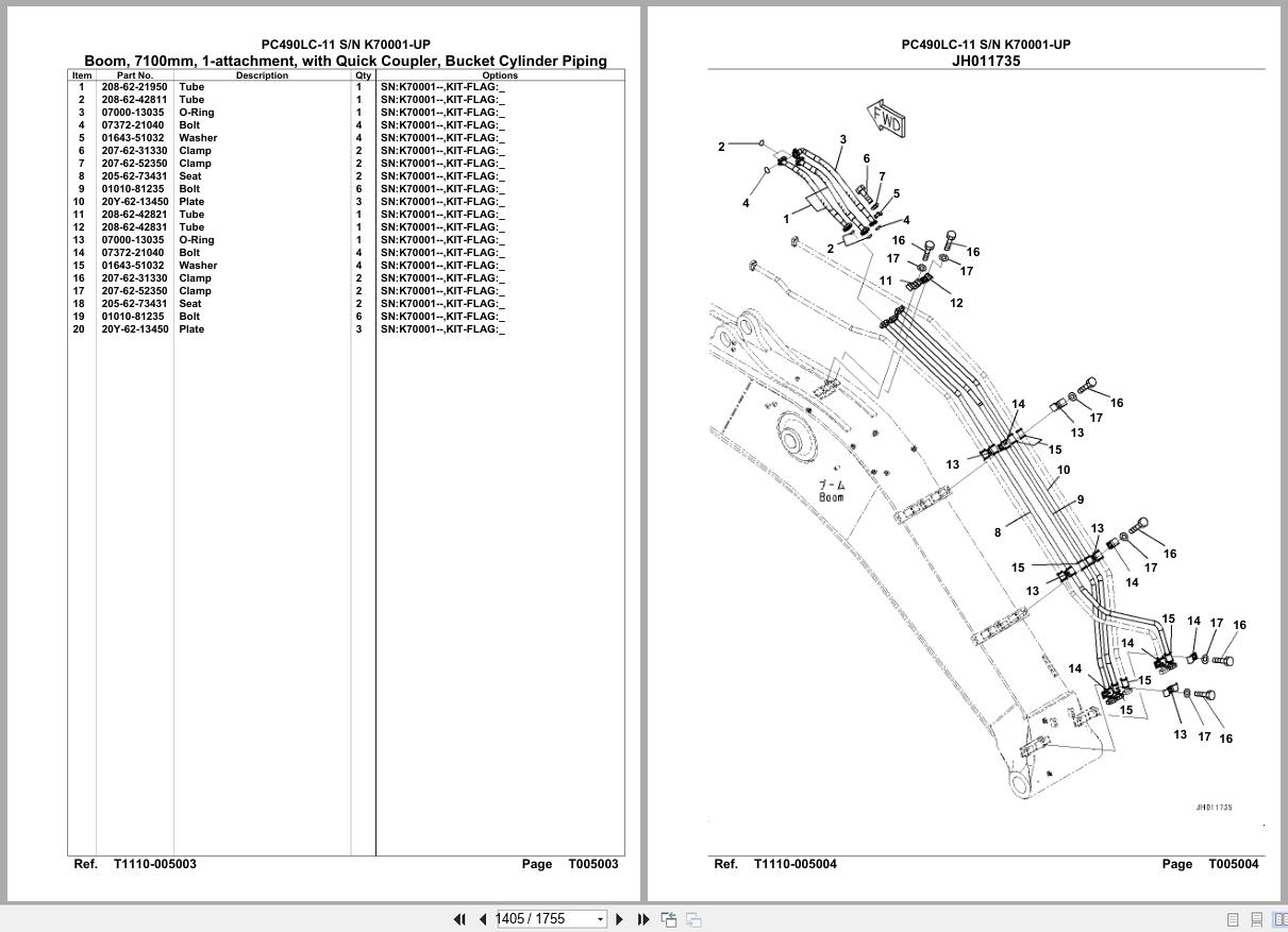 Komatsu Excavator PC490LC 11 SN K70001 UP Parts Catalog (3)
