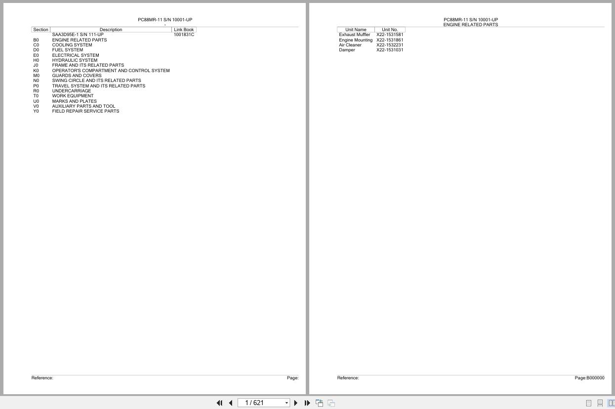 Komatsu Excavator PC88MR 11 SN 10001 UP Parts Catalog (1)