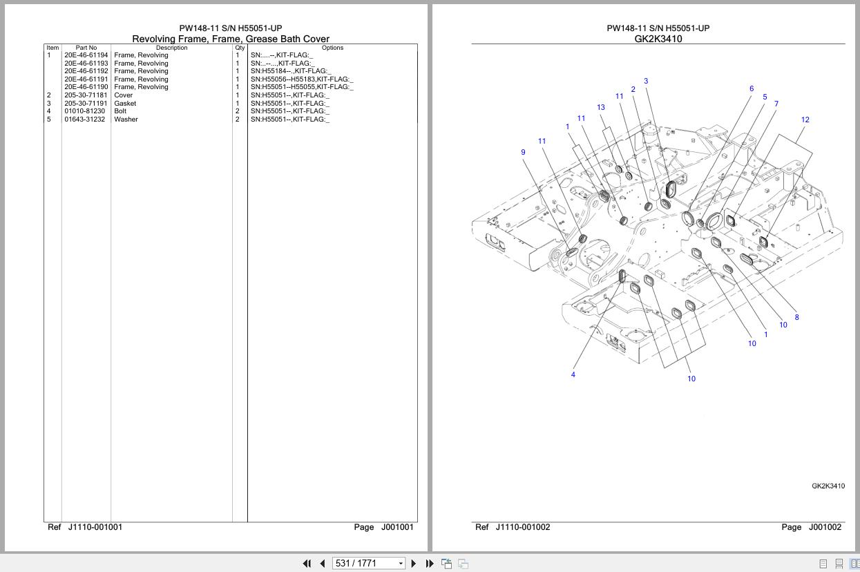 Komatsu Excavator PW148 11 SN H55051 UP Parts Catalog (2)