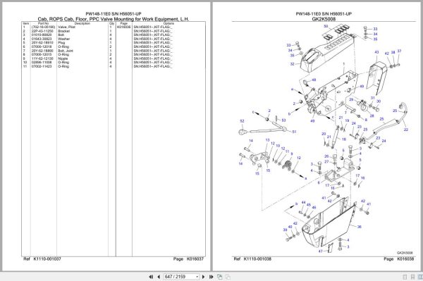Komatsu Excavator PW148 11E0 SN H56051 UP Parts Catalog (2)