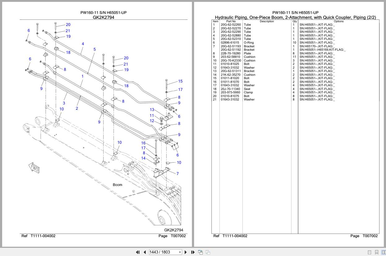 Komatsu Excavator PW160 11 SN H65051 UP Parts Catalog (3)