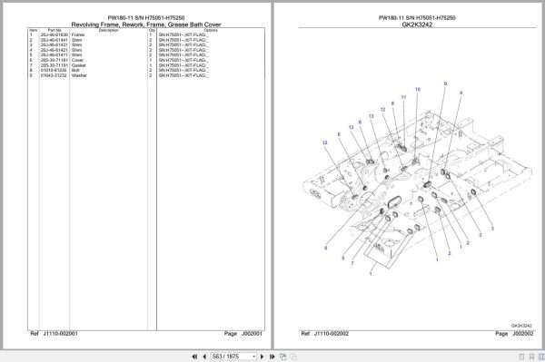 Komatsu Excavator PW180 11 SN H75051 H75250 Parts Catalog (2)