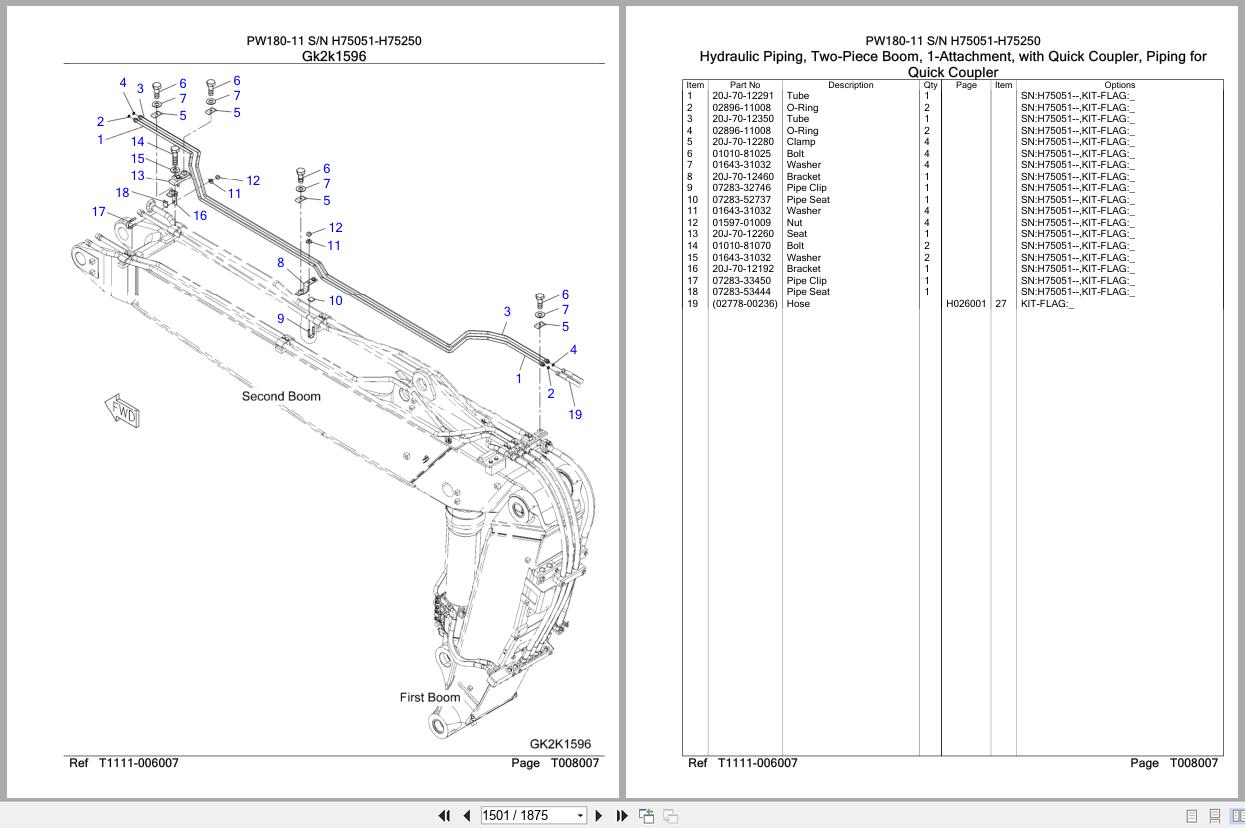 Komatsu Excavator PW180 11 SN H75051 H75250 Parts Catalog (3)