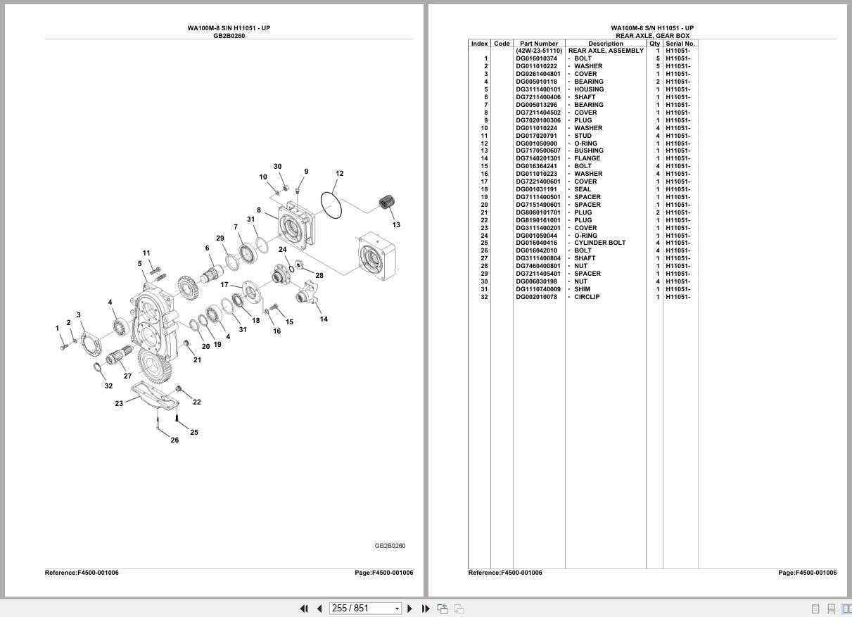 Komatsu Wheel Loader WA100M 8 SN H11051 UP Parts Catalog (2)