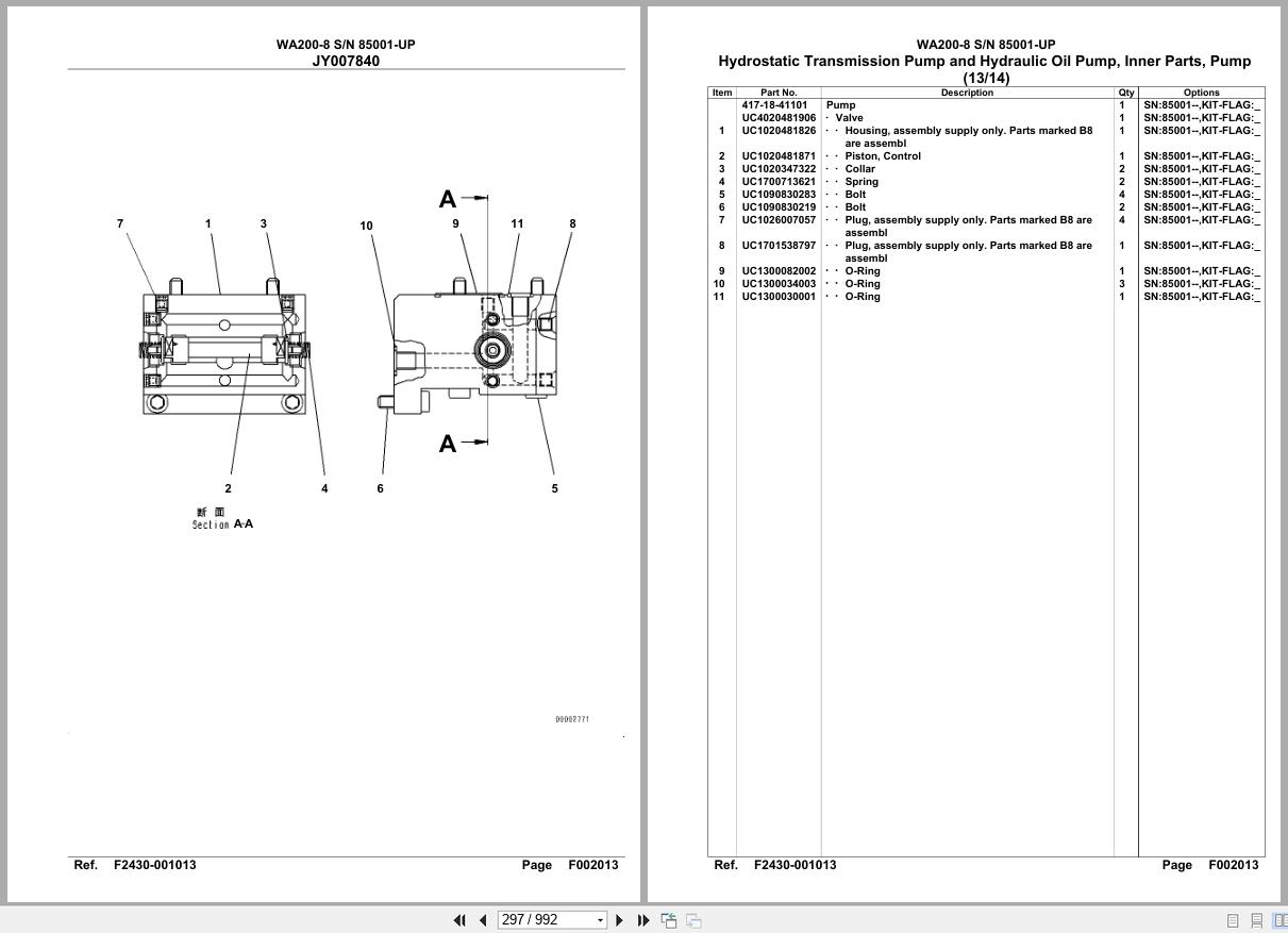 Komatsu Wheel Loader WA200 8 SN 85001 UP Parts Catalog (2)