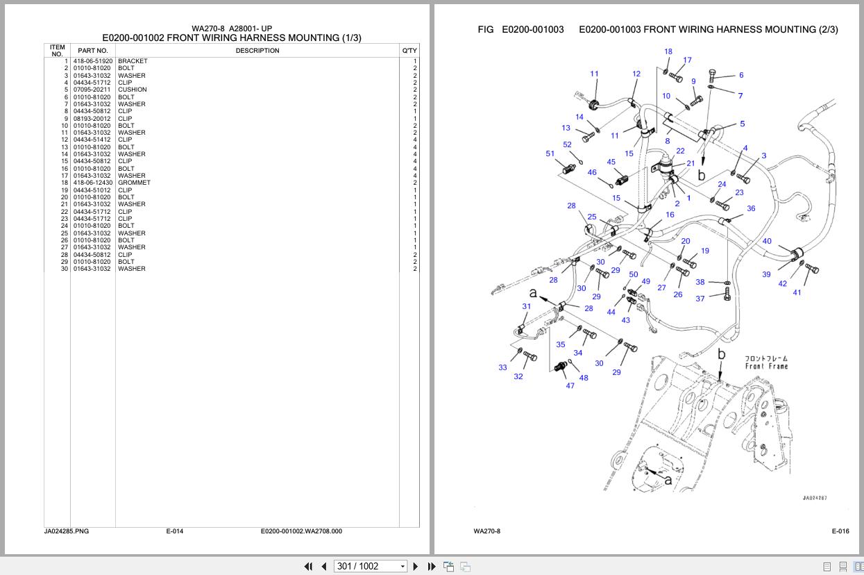 Komatsu Wheel Loader WA270 8 A28001 UP Parts Catalog (2)