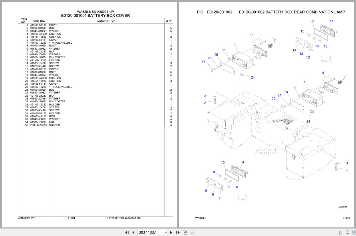 Komatsu Wheel Loader WA320 8 SN A38001 UP Parts Catalog (2)