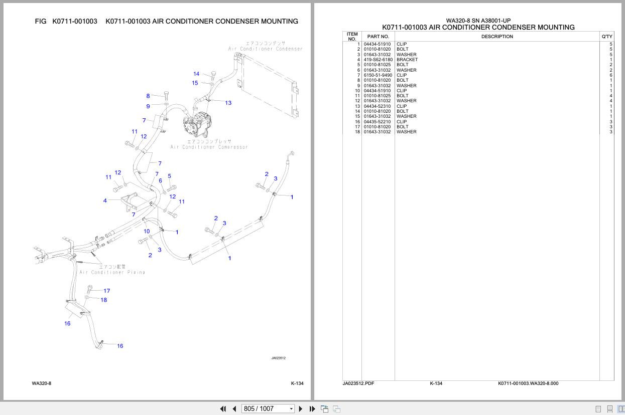 Komatsu Wheel Loader WA320 8 SN A38001 UP Parts Catalog (3)
