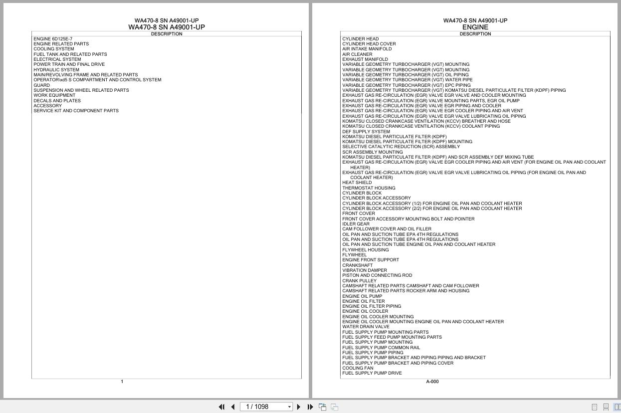Komatsu Wheel Loader WA470 8 SN A49001 UP Parts Catalog (1)
