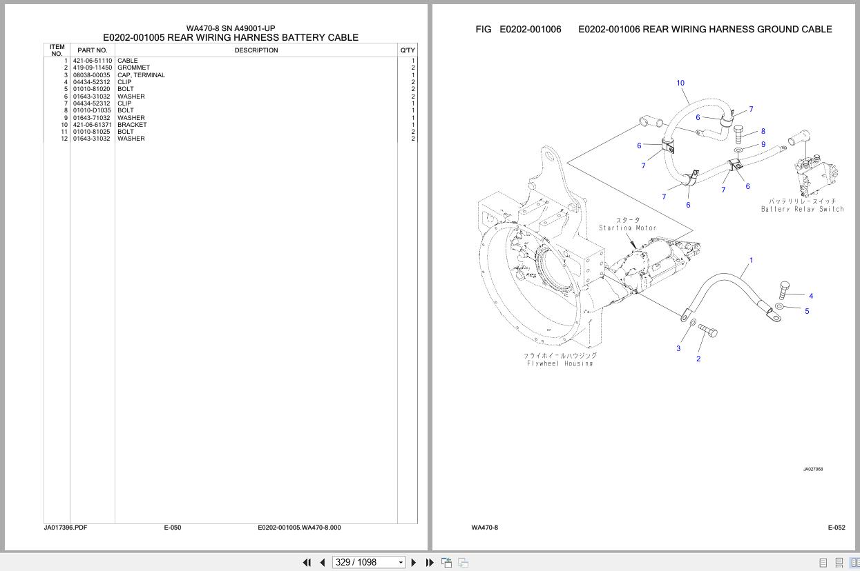 Komatsu Wheel Loader WA470 8 SN A49001 UP Parts Catalog (2)