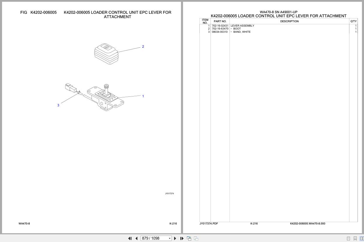 Komatsu Wheel Loader WA470 8 SN A49001 UP Parts Catalog (3)