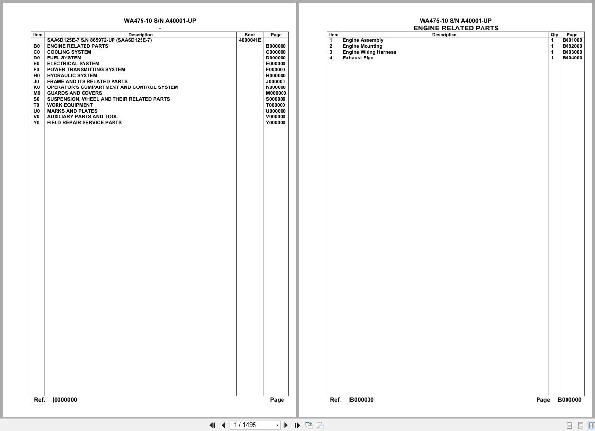 Komatsu Wheel Loader WA475 10 SN A40001 UP Parts Catalog (1)