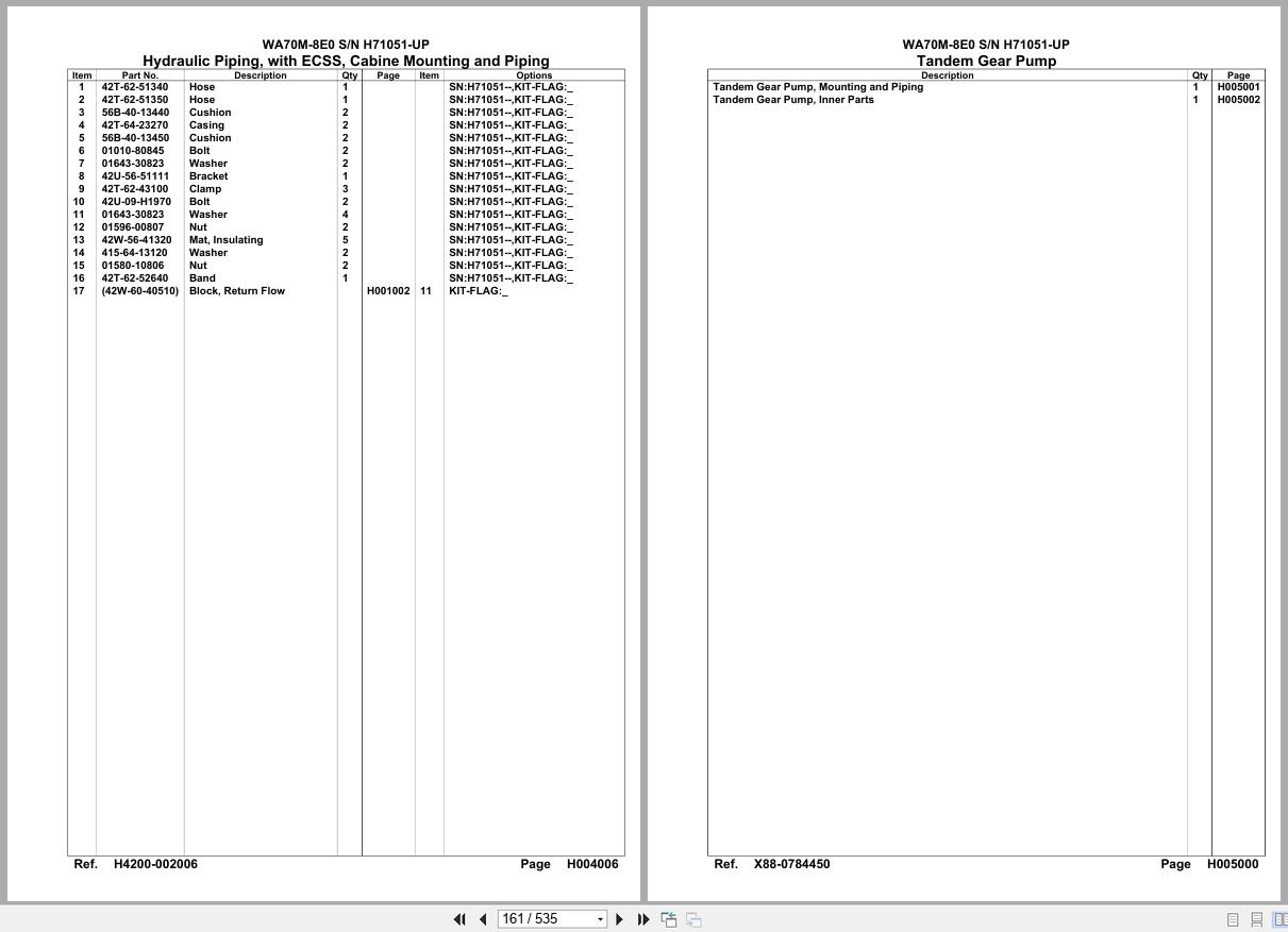 Komatsu Wheel Loader WA70M 8E0 SN H71051 UP Parts Catalog (2)