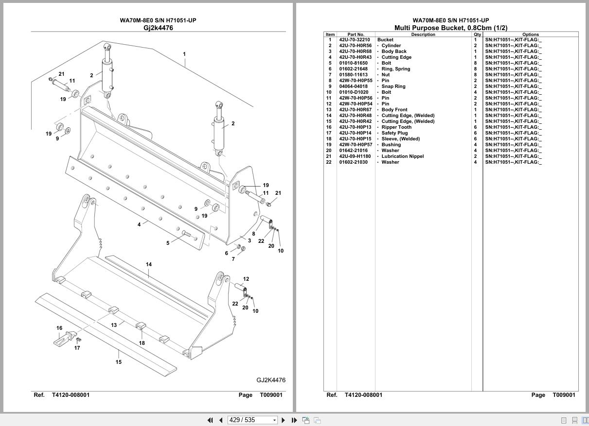 Komatsu Wheel Loader WA70M 8E0 SN H71051 UP Parts Catalog (3)