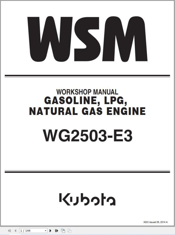 Kubota Engine WG2503 E3 Workshop Manual 9Y111 09142 (1)