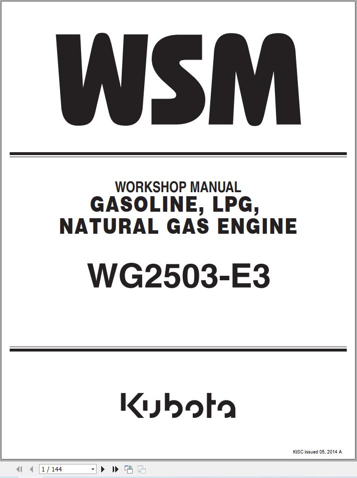 Kubota Engine WG2503 E3 Workshop Manual 9Y111 09142 (1)