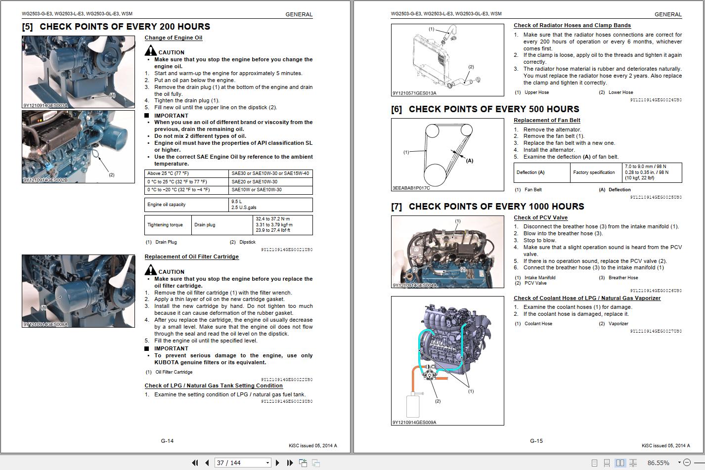 Kubota Engine WG2503 E3 Workshop Manual 9Y111 09142 (2)