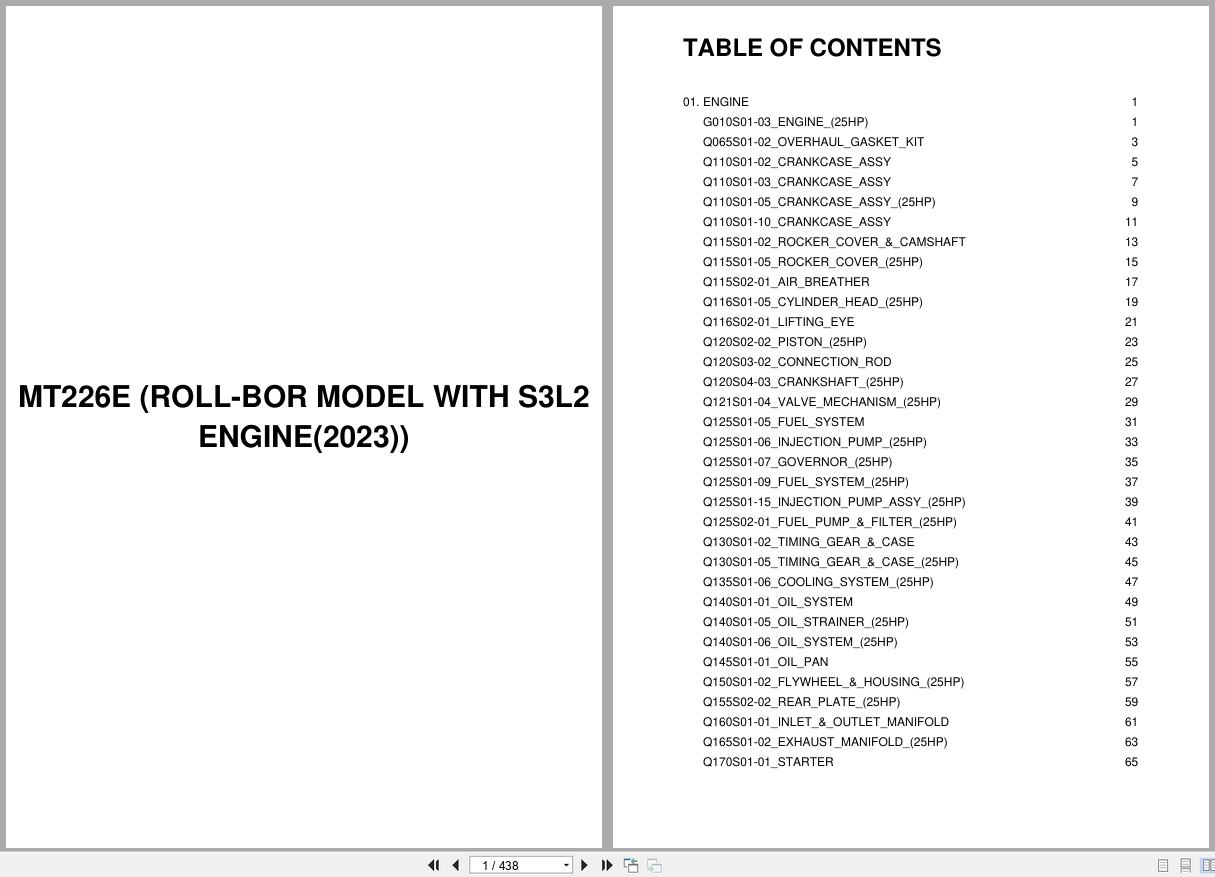 LS Tractor MT2E Series MT226E (with S3L2) Parts Catalog (1)
