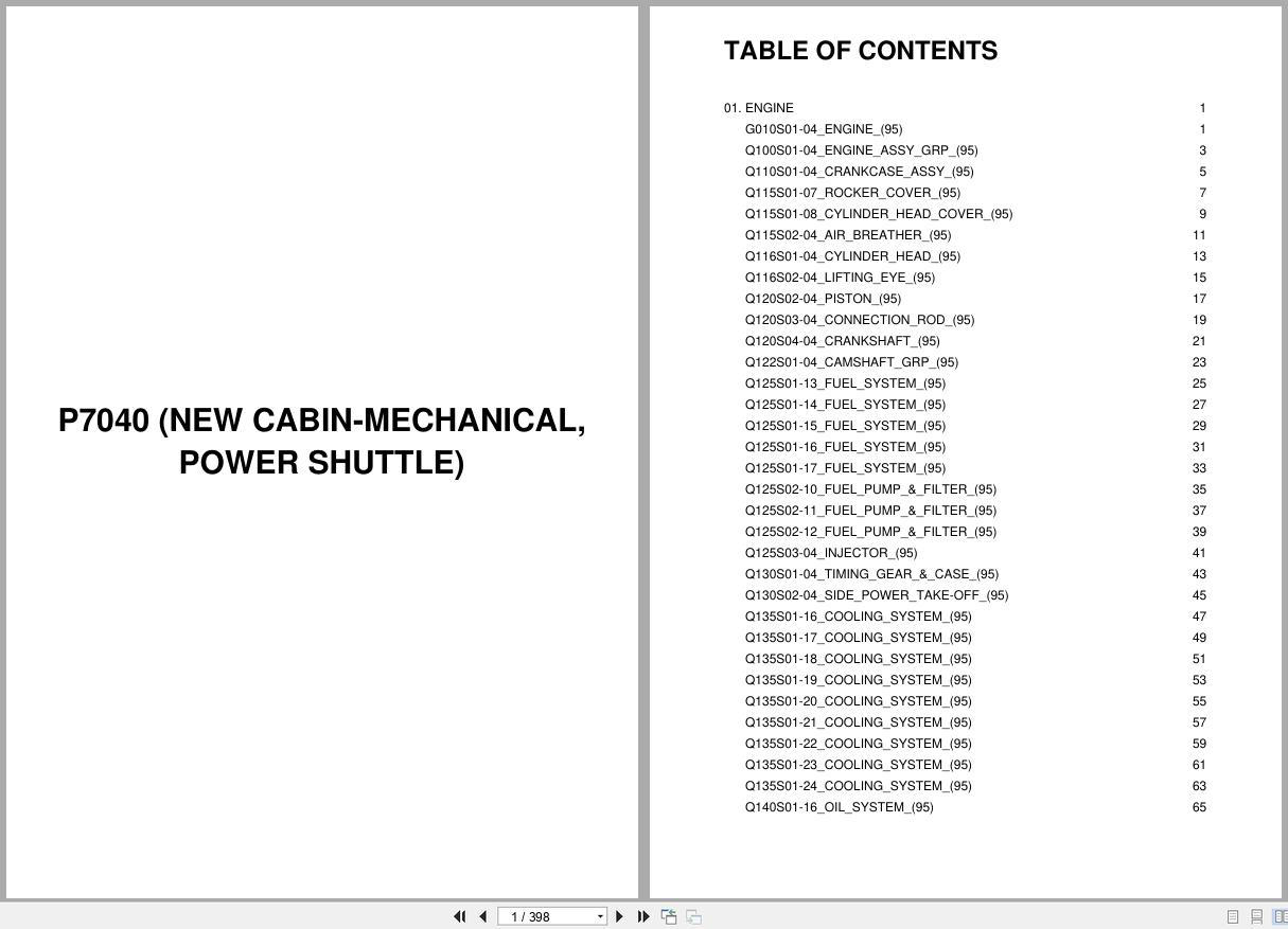 LS Tractor PLUS Series P7040 (New Cabin Mechanical POWER SHUTTLE) Parts Catalog (1)