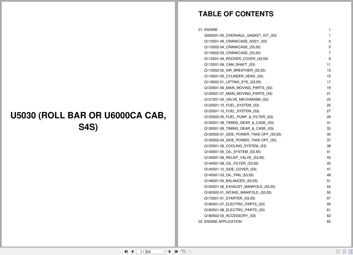 LS Tractor S Series U5030 (Roll bar or U6000CA cab S4S) Parts Catalog (1)
