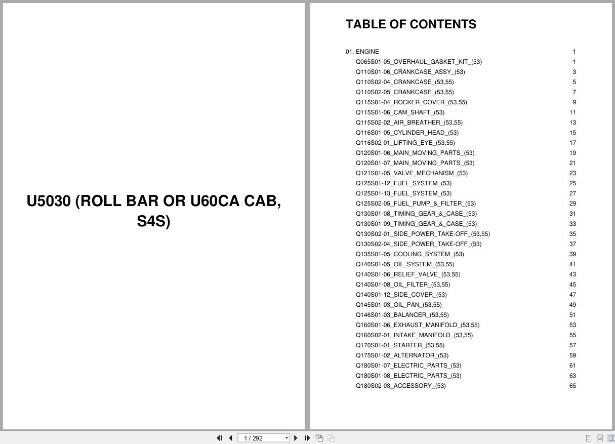 LS Tractor S Series U5030 (Roll bar or U60CA Cab S4S) Parts Catalog (1)