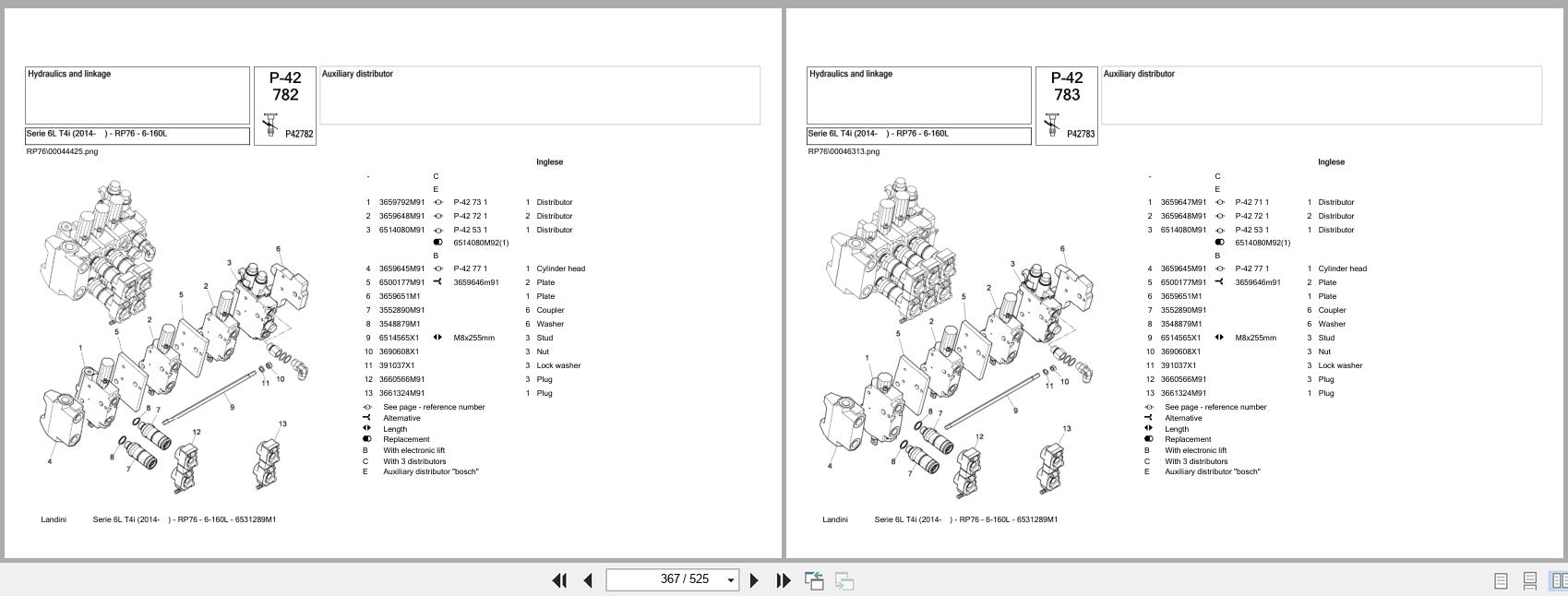 Landini Tractor Serie 6L T4I (2014 ) RP76 6 160L Parts Catalog 6531289M1 (3)