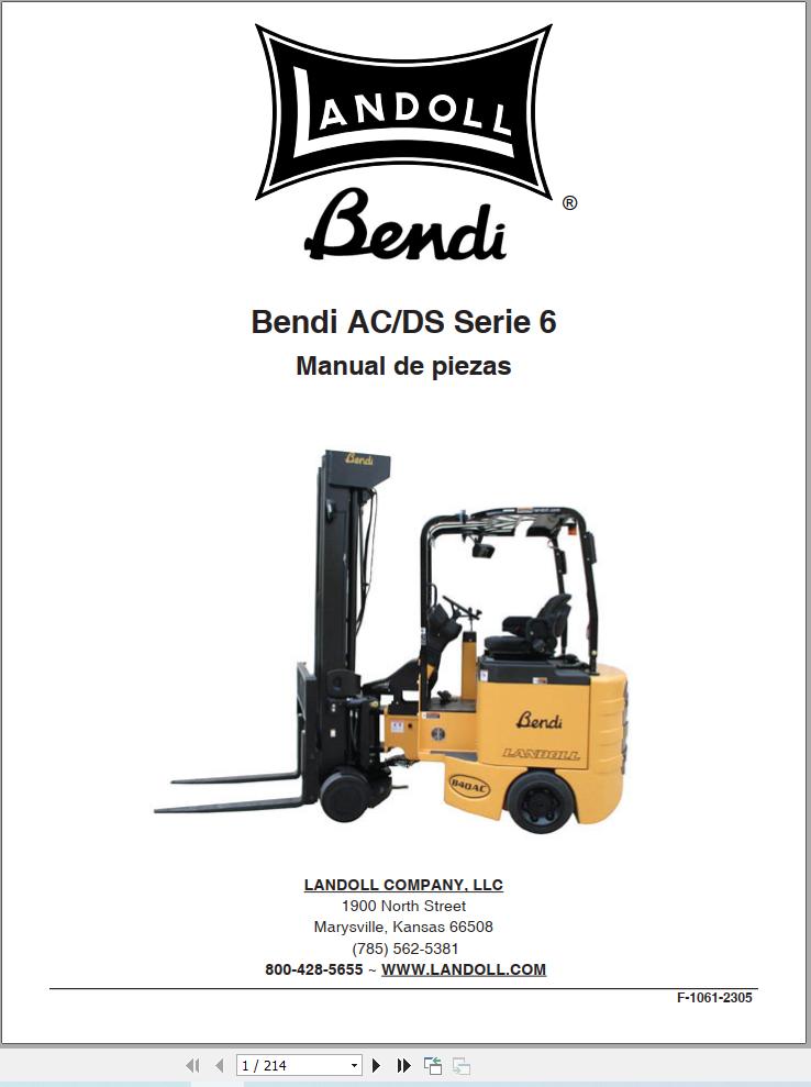 Landoll Bendi Forklift AC DC Series 6 Parts Manual F 1061 2305 ES (1)