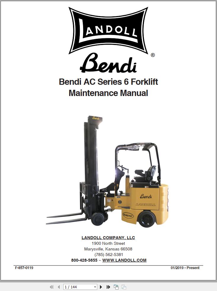 Landoll Bendi Forklift AC Series 6 Maintenance Manual F 857 0119 (1)