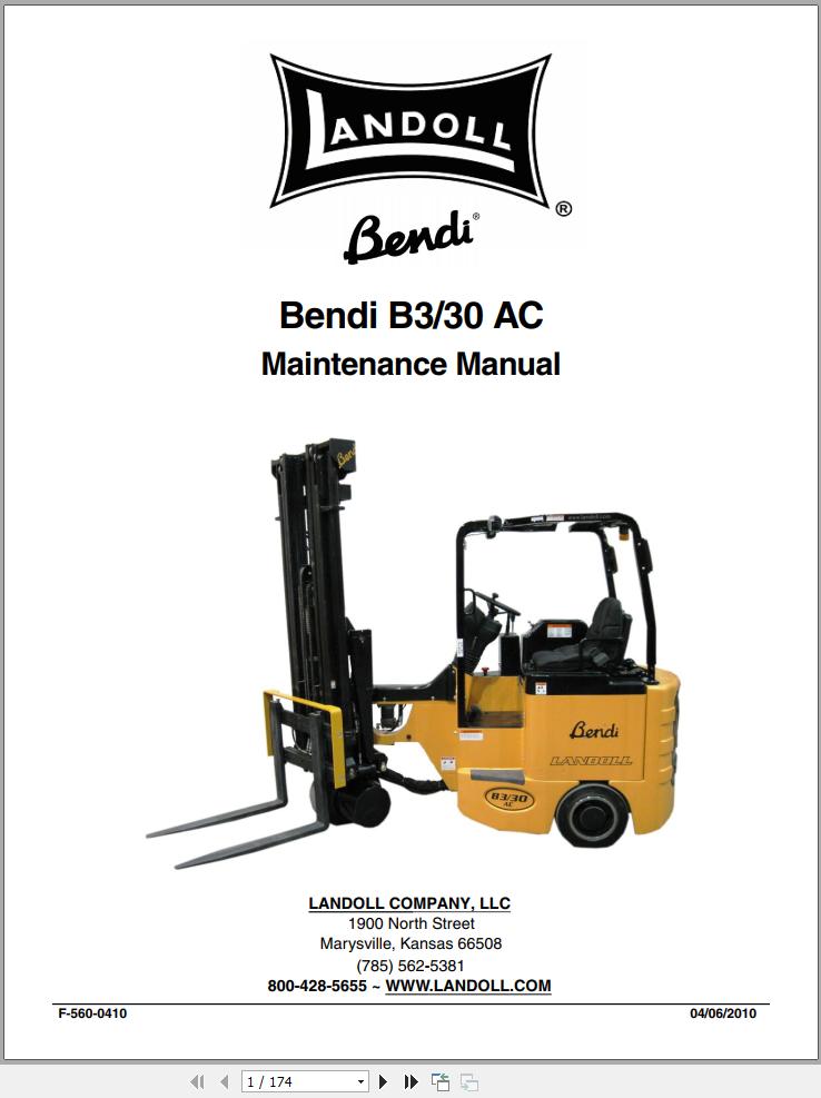 Landoll Bendi Forklift B3 30 AC Maintenance Manual F 560 0410 (1)