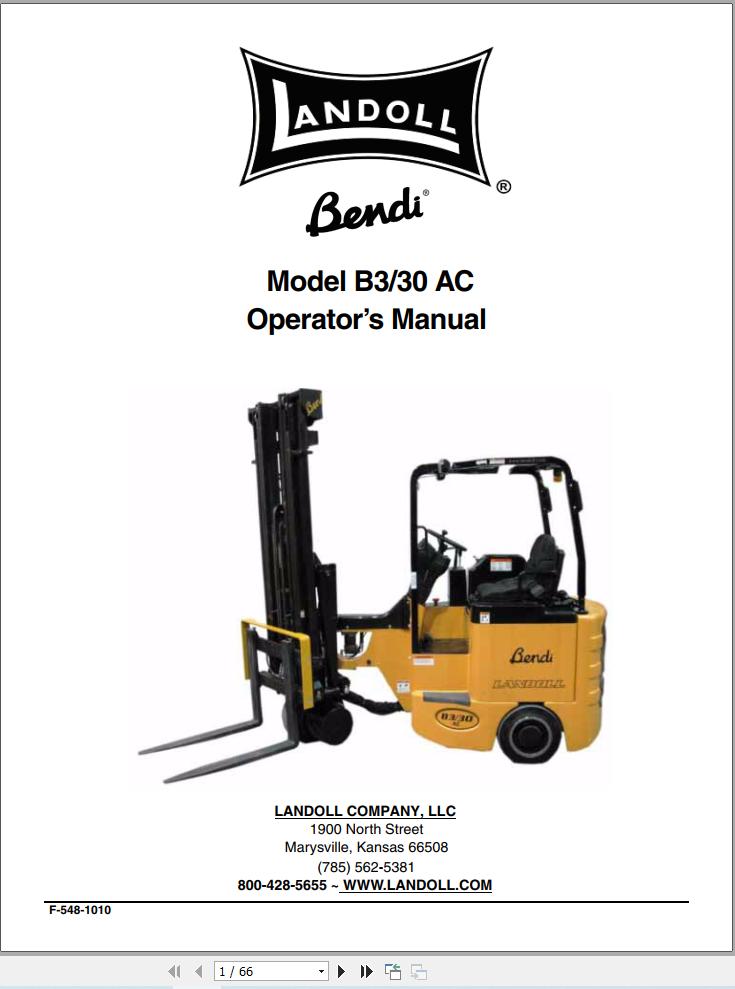 Landoll Bendi Forklift B3 30 AC Operators Manual F 548 1010 (1)