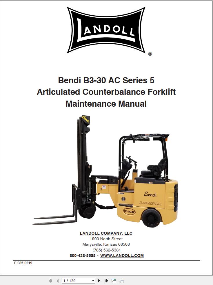 Landoll Bendi Forklift B3 30 AC Series 5 Maintenance Manual F 985 0219 (1)