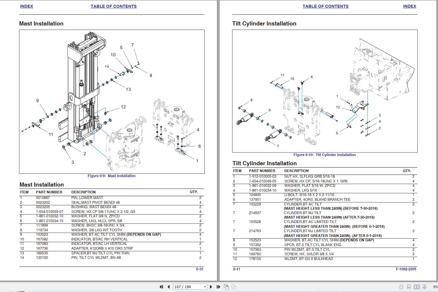 Landoll Bendi Forklift B30 40 AC B40VNA AC Series 6 Parts Manual F 1082 2305 (2)