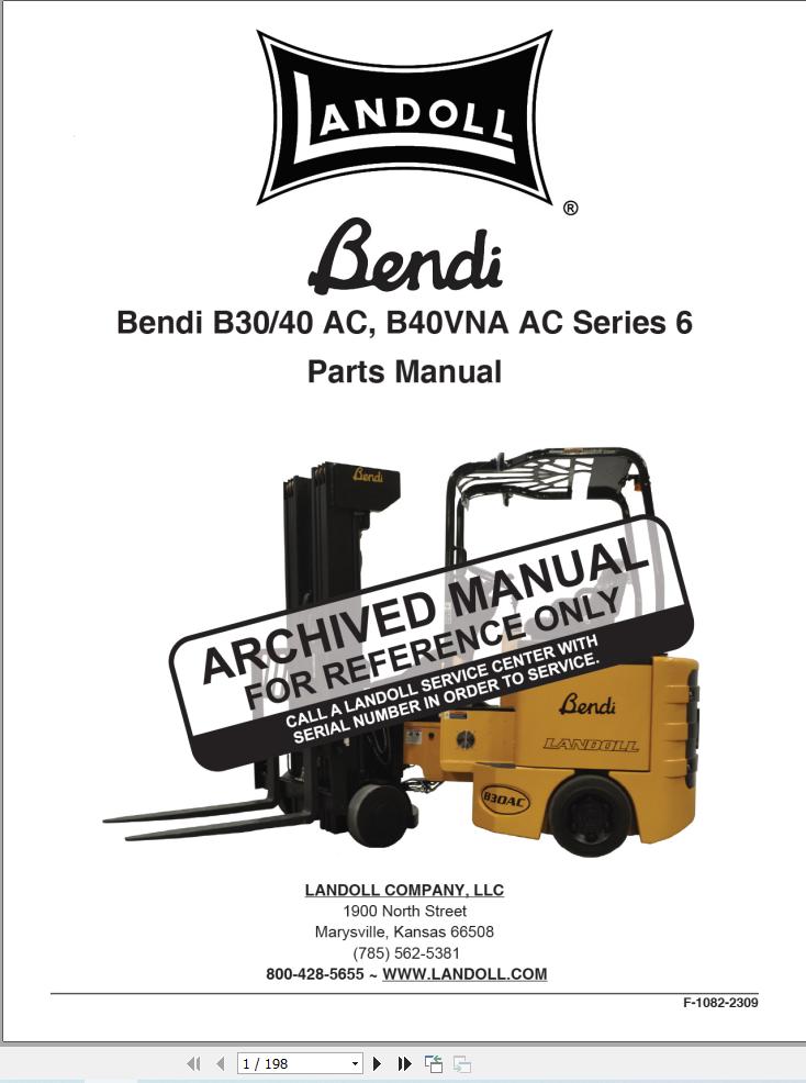 Landoll Bendi Forklift B30 40 AC B40VNA AC Series 6 Parts Manual F 1082 2309 (1)