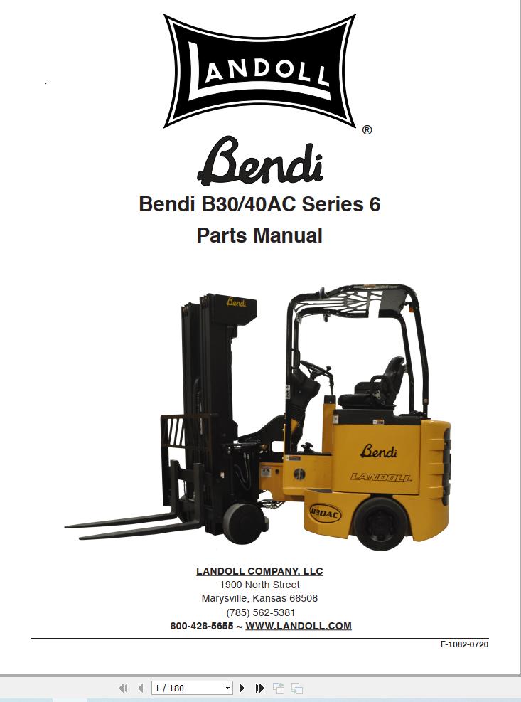 Landoll Bendi Forklift B30 40 AC Series 6 Parts Manual F 1082 0720 (1)
